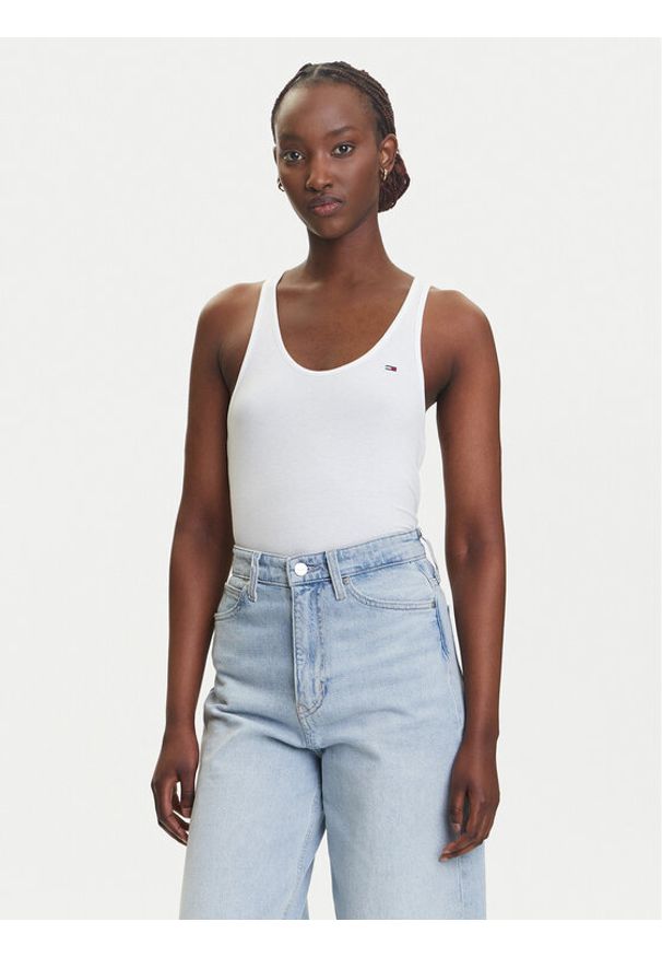 Tommy Jeans Top DW0DW20917 Biały Regular Fit. Kolor: biały