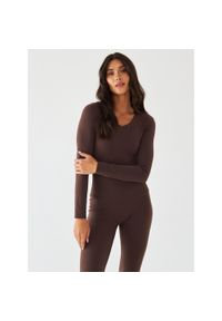 BESHAPED - Longsleeve Sportowy BeShaped Morning Dew. Kolor: brązowy. Materiał: nylon, elastan. Długość rękawa: długi rękaw. Sport: fitness #1