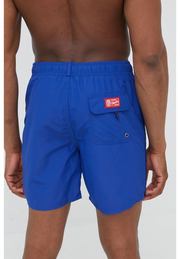 Superdry szorty kąpielowe. Kolor: niebieski. Materiał: poliester, tkanina. Wzór: aplikacja