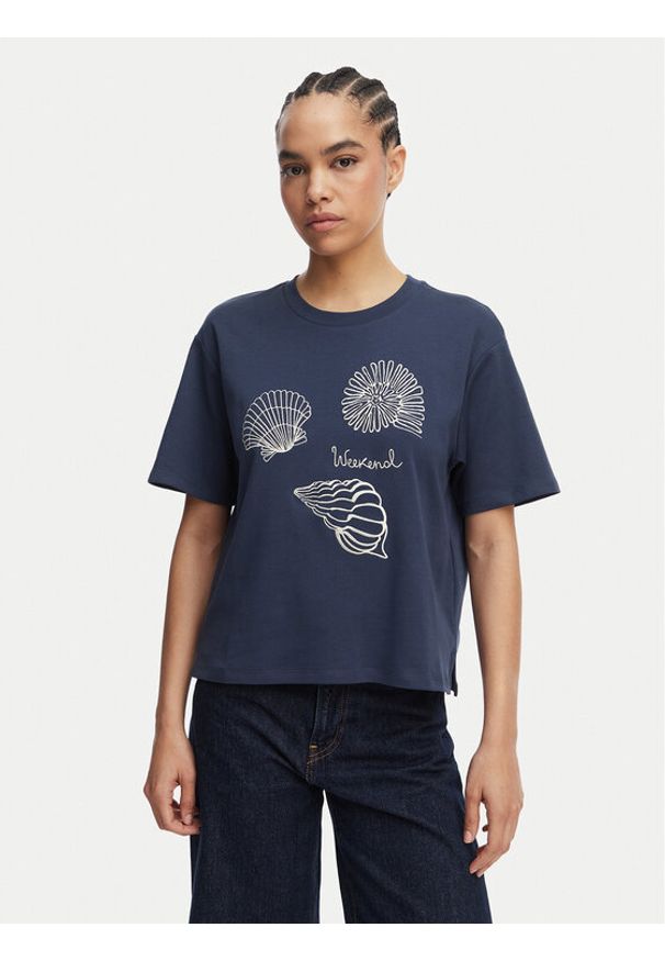 Weekend Max Mara T-Shirt Sabato 2615941112 Granatowy Regular Fit. Kolor: niebieski. Materiał: bawełna