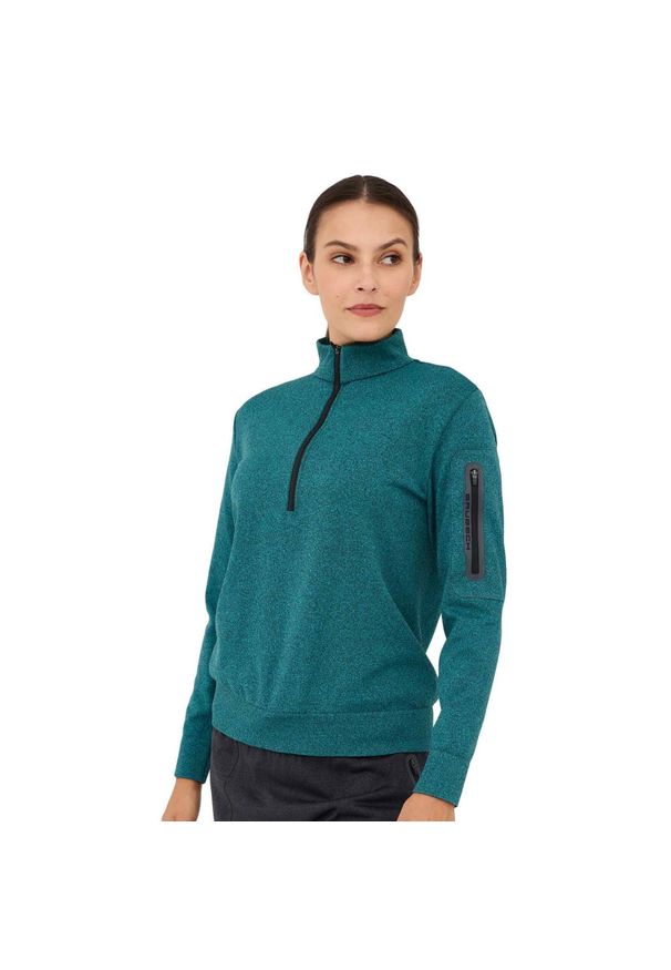 Bluza damska wełniana rozpinana Brubeck OUTDOOR MERINO. Kolor: zielony. Materiał: poliamid, elastan, poliester, wełna. Sport: outdoor