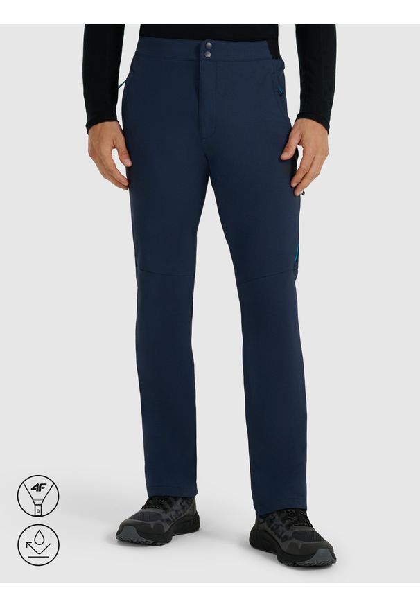 4f - 4F Spodnie trekkingowe męskie - granatowe S. Kolor: niebieski. Materiał: poliester, materiał. Technologia: Primaloft. Długość: długie. Sport: wspinaczka, turystyka piesza
