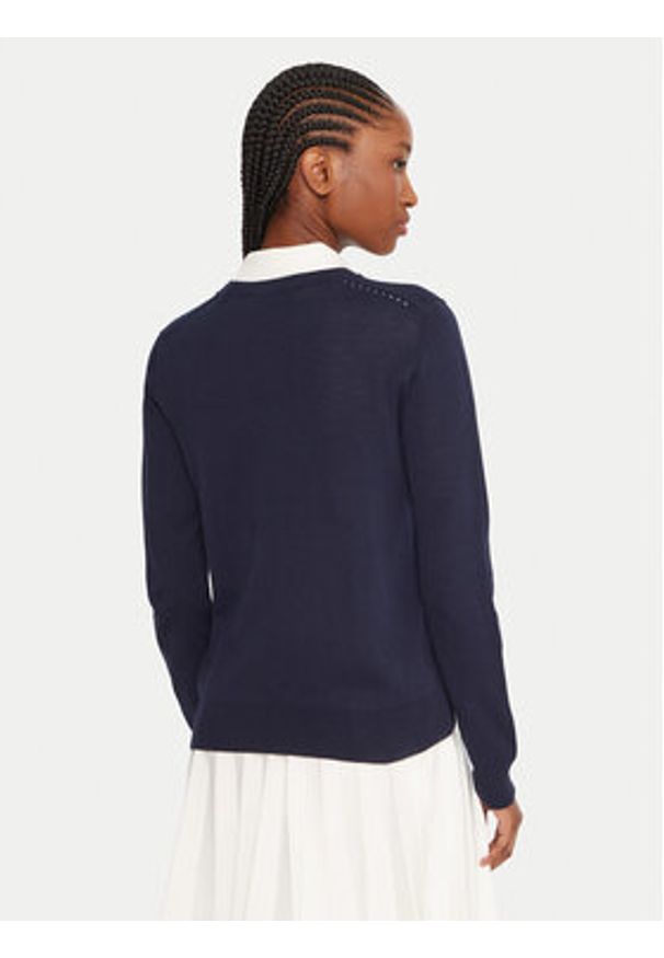 Lacoste Sweter AF4145 Granatowy Regular Fit. Kolor: niebieski. Materiał: bawełna