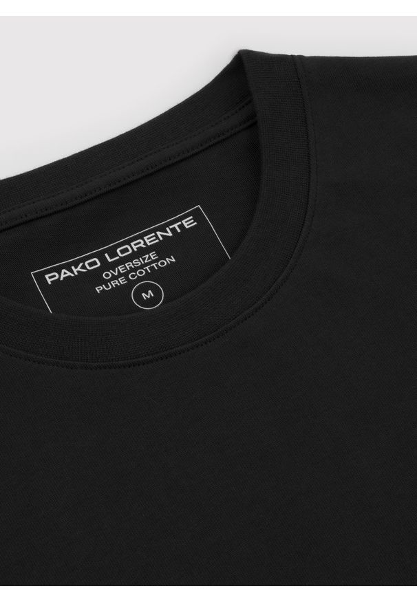 Pako Lorente - PAKO LORENTE - Czarny t-shirt oversize. Okazja: na co dzień. Kolor: brązowy, czarny. Materiał: bawełna. Styl: casual