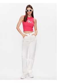 Calvin Klein Jeans Top J20J221521 Różowy Slim Fit. Kolor: różowy. Materiał: bawełna #3