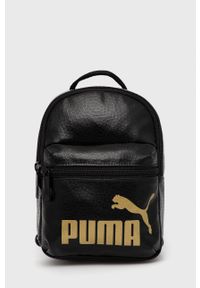 Puma Plecak 78303 damski kolor czarny mały z nadrukiem. Kolor: czarny. Wzór: nadruk