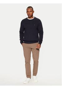 TOMMY HILFIGER - Tommy Hilfiger Sweter MW0MW37400 Granatowy Slim Fit. Kolor: niebieski. Materiał: bawełna