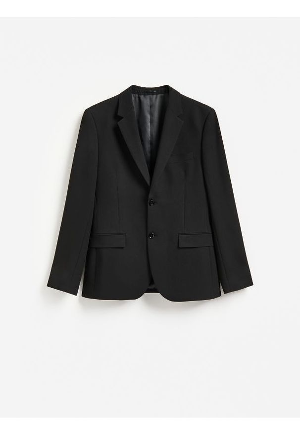 Reserved - Marynarka slim fit z domieszką wiskozy - czarny. Kolor: czarny. Materiał: wiskoza