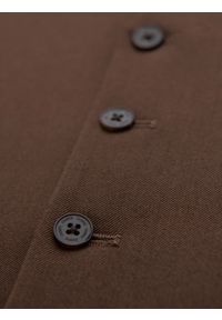 Ombre Clothing - Męska kamizelka garniturowa z klasycznym detalem i podszewką – brązowa V2 - Rozmiar: L. Kolor: brązowy. Materiał: wiskoza, poliester, materiał. Styl: klasyczny #9