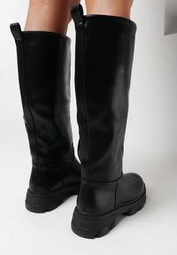 Born2be - Czarne Kozaki Neamenea. Nosek buta: okrągły. Kolor: czarny. Materiał: jeans, dzianina, prążkowany. Szerokość cholewki: szeroka #3