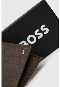 BOSS portfel skórzany męski kolor zielony. Kolor: zielony. Materiał: skóra #2
