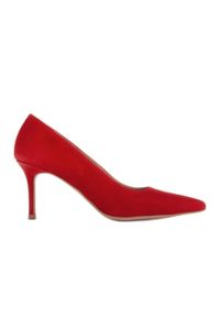 Marco Shoes Eleganckie szpilki zamszowe czerwone. Kolor: czerwony. Materiał: zamsz. Obcas: na szpilce. Styl: elegancki #4