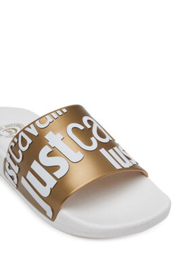 Just Cavalli Klapki 78RA3SZ1 ZS785 Złoty. Kolor: złoty. Materiał: syntetyk