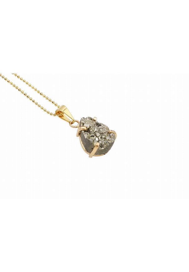 Brazi Druse Jewelry - Naszyjnik Piryt Surowy Mini Trójkąt. Materiał: z mosiądzu, pozłacane, złote, srebrne. Kamień szlachetny: kryształ