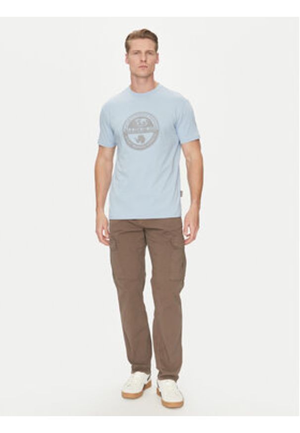 Napapijri T-Shirt S-Bollo NP0A4I3C Błękitny Regular Fit. Kolor: niebieski. Materiał: bawełna