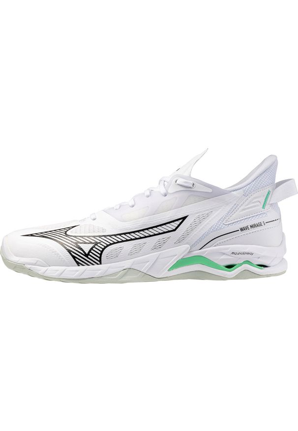 Buty halowe Mizuno Wave Mirage 5. Kolor: czarny, zielony, biały, wielokolorowy. Model: Mizuno Wave. Sport: piłka ręczna