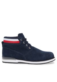 TOMMY HILFIGER - Tommy Hilfiger Trapery Core Hilfiger Suede Boot FM0FM04800 Niebieski. Kolor: niebieski