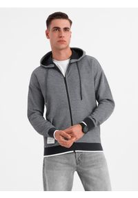 Ombre Clothing - Męska bluza dresowa z kapturem o delikatnej strukturze – czarna V1 OM-SSZP-0191 - XXL. Okazja: na co dzień. Typ kołnierza: kaptur. Kolor: czarny. Materiał: dresówka. Styl: sportowy, casual #9