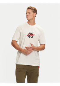 Hugo T-Shirt Dlongny 50521076 Écru Relaxed Fit. Materiał: bawełna