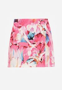 Renee - Fuksjowe Spódnico-Szorty High Waist w Kwiaty Delliena. Okazja: na co dzień. Stan: podwyższony. Kolor: różowy. Wzór: kwiaty. Styl: casual, elegancki #2