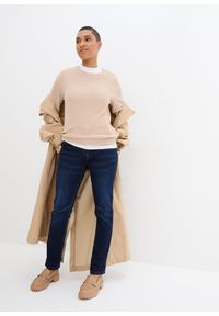 bonprix - Dżinsy o kroju boyfriend, mid waist, z wygodnym paskiem. Okazja: na co dzień. Kolor: niebieski. Styl: casual