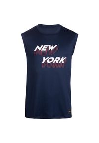 TARMAK - Koszulka bez rękawów do koszykówki TS500 męska NEW YORK. Kolor: niebieski. Materiał: poliester, materiał. Długość rękawa: bez rękawów. Sport: koszykówka #1