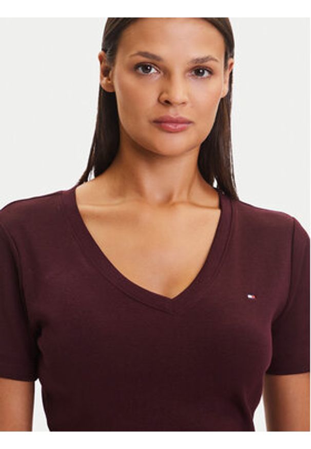 TOMMY HILFIGER - Tommy Hilfiger T-Shirt New Cody WW0WW40584 Bordowy Slim Fit. Kolor: czerwony. Materiał: bawełna