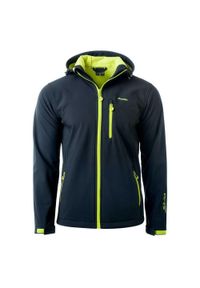 Elbrus - Męska Kurtka Soft Shell Iver. Kolor: czarny, zielony, wielokolorowy, żółty. Materiał: softshell. Sport: turystyka piesza