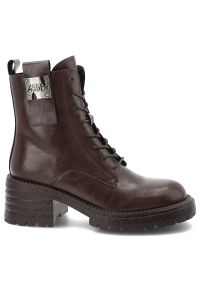Brązowe Botki Artiker Stylowe Buty Damskie Na Obcasie. Zapięcie: sznurówki. Kolor: brązowy. Materiał: skóra. Szerokość cholewki: normalna. Sezon: zima, jesień. Obcas: na obcasie. Styl: elegancki. Wysokość obcasa: średni #3