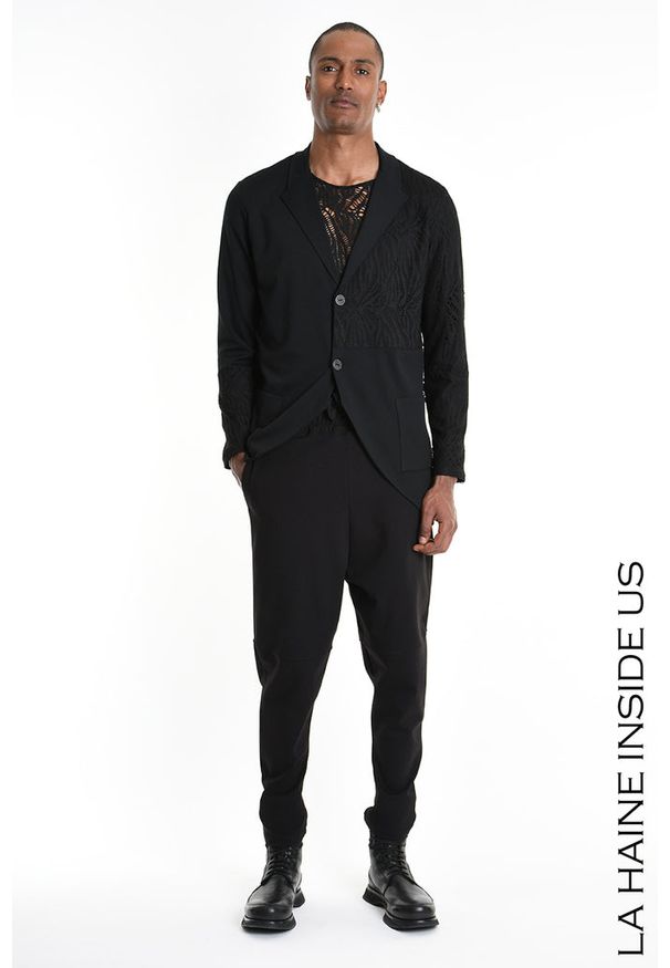 La Haine Inside Us Spodnie | 3M M1165 | Mężczyzna | Czarny. Okazja: na co dzień. Kolor: czarny. Materiał: elastan, wiskoza, poliamid. Styl: elegancki, casual