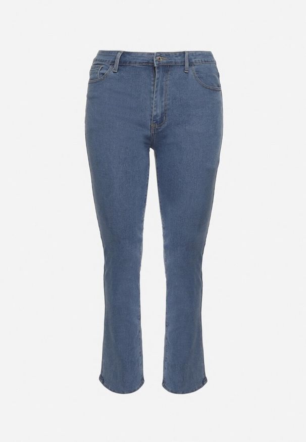 Born2be - Niebieskie Jeansy z Wysokim Stanem Regular z Bawełną Olsemi. Stan: podwyższony. Kolekcja: plus size. Kolor: niebieski