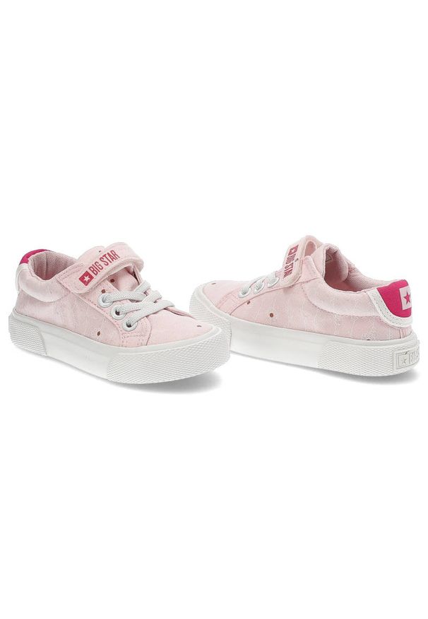 Big-Star - Różowe Trampki Big Star Dziecięce Buty Na Rzep. Okazja: na spacer. Zapięcie: rzepy. Kolor: różowy. Materiał: materiał. Szerokość cholewki: normalna. Wzór: kwiaty, nadruk. Styl: młodzieżowy