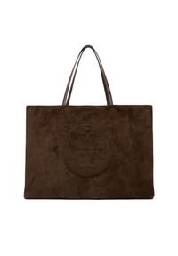 Tory Burch Torebka Ella Suede Tote 170980 Brązowy. Kolor: brązowy. Materiał: zamszowe, skórzane #1