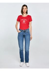 Big-Star - Koszulka damska z nadrukiem czerwona Serra 603. Okazja: na co dzień. Kolor: czerwony. Materiał: dzianina, jeans. Długość rękawa: krótki rękaw. Długość: krótkie. Wzór: nadruk. Sezon: zima. Styl: wizytowy, casual, retro, klasyczny #4