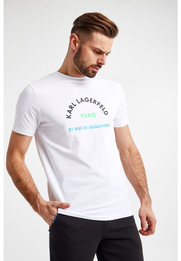 Karl Lagerfeld - T-SHIRT KARL LAGERFELD. Materiał: tkanina. Wzór: kolorowy, nadruk