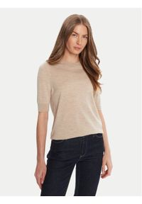 BOSS Sweter Farbella 50544996 Beżowy Slim Fit. Kolor: beżowy. Materiał: wełna #1