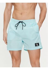 Calvin Klein Swimwear Szorty kąpielowe KM0KM00980 Niebieski Regular Fit. Kolor: niebieski. Materiał: syntetyk