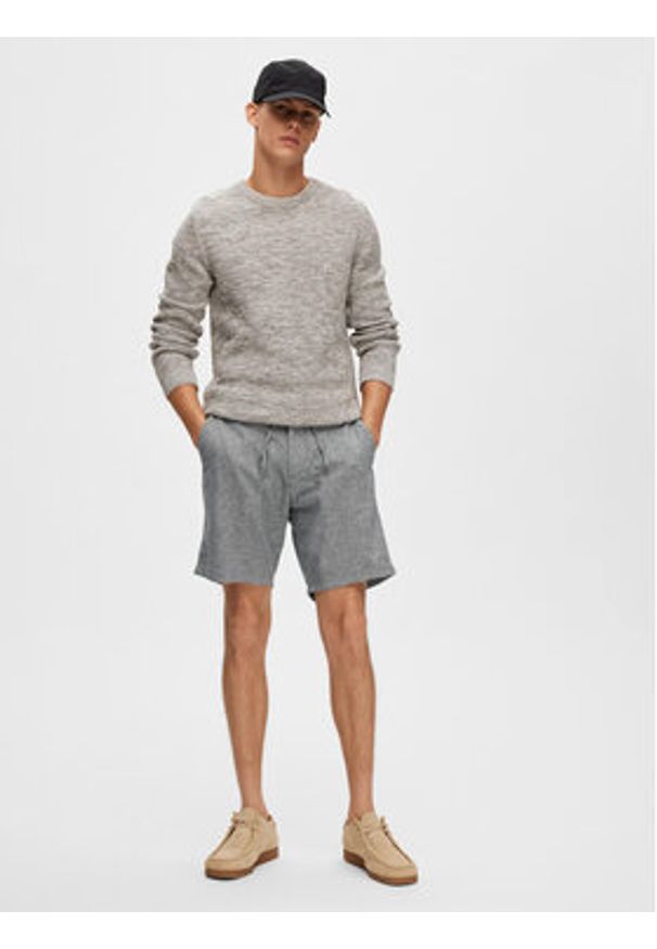 Selected Homme Szorty materiałowe Slhregular-Brody 16087638 Szary Regular Fit. Kolor: szary. Materiał: bawełna, len