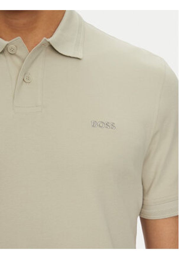 BOSS Polo Pe_Interlock 50520109 Beżowy Regular Fit. Typ kołnierza: polo. Kolor: beżowy. Materiał: bawełna