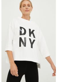 DKNY - Dkny bluza damska kolor biały. Kolor: biały. Wzór: nadruk #1