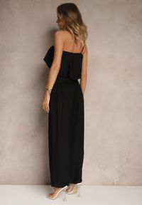 Renee - Czarny Komplet z Wiskozą Top z Falbanką na Jedno Ramię i Spodnie Wide Leg Nirellea. Kolor: czarny. Materiał: wiskoza #2