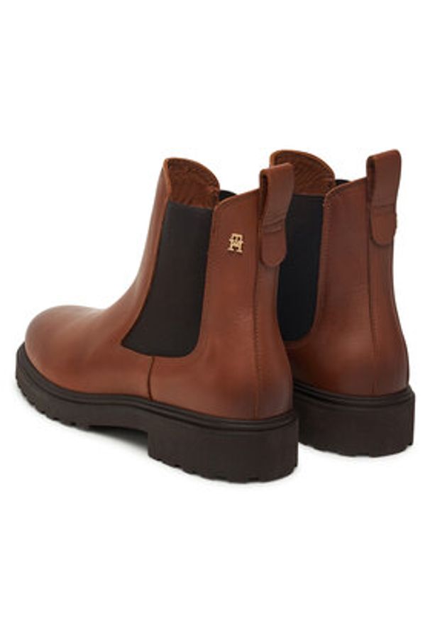 TOMMY HILFIGER - Tommy Hilfiger Sztyblety Cleated FW0FW08766 Brązowy. Kolor: brązowy. Materiał: skóra