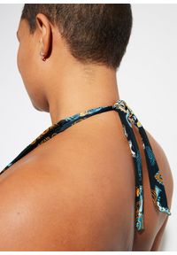 bonprix - Biustonosz bikini z ramiączkami łączonymi na szyi. Kolor: czarny. Wzór: nadruk #3