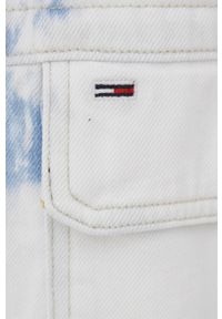 Tommy Jeans kurtka jeansowa BF7091 damska kolor biały przejściowa oversize. Kolor: biały. Materiał: bawełna