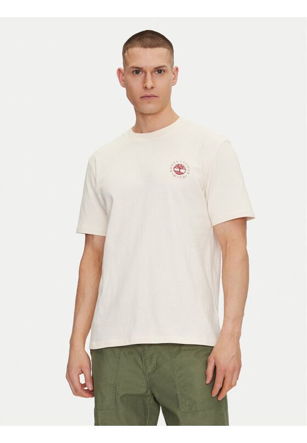 Timberland T-Shirt TB0A6DPD Beżowy Regular Fit. Kolor: beżowy. Materiał: bawełna