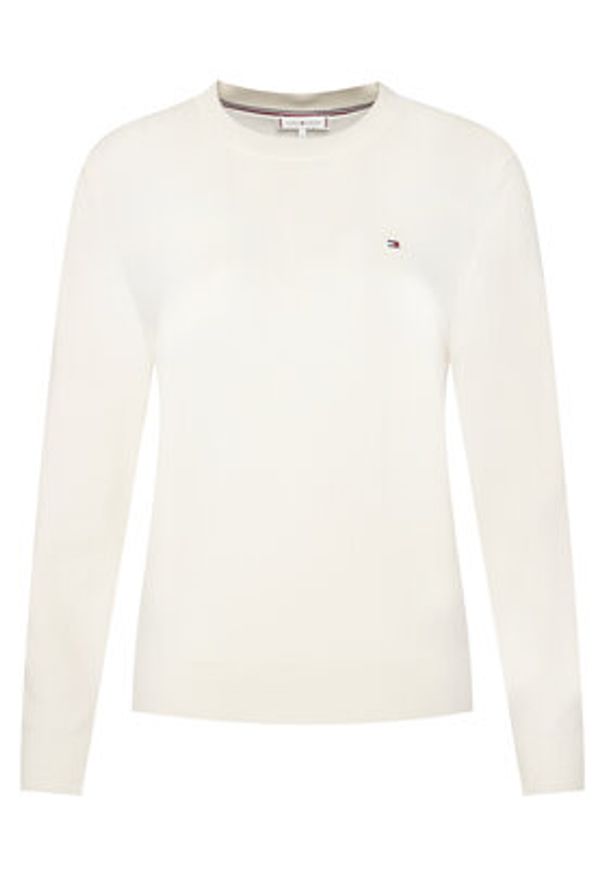 TOMMY HILFIGER - Tommy Hilfiger Sweter WW0WW44984 Biały Regular Fit. Kolor: biały. Materiał: bawełna