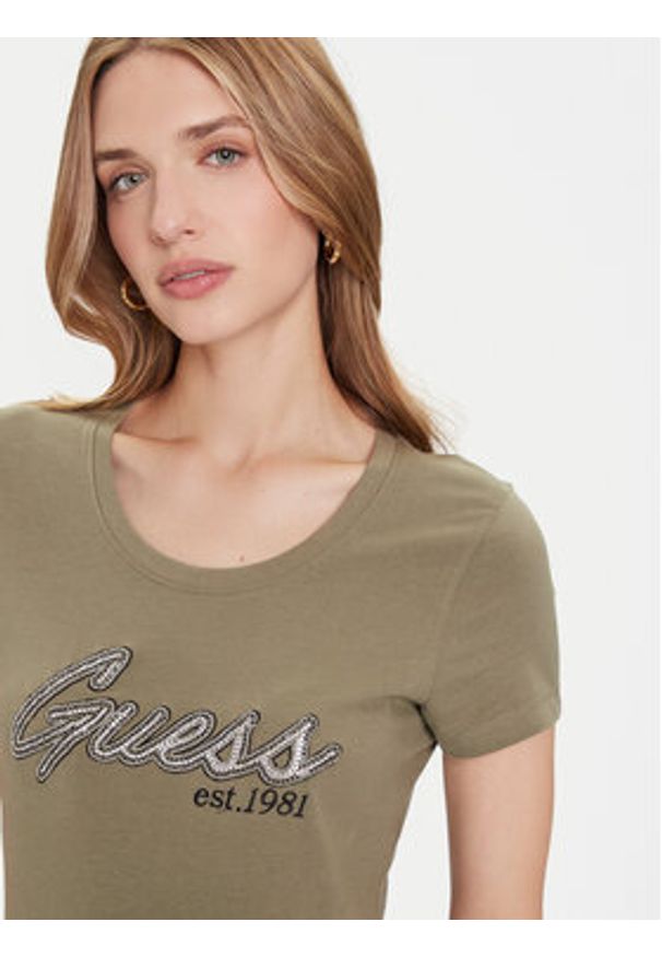 Guess T-Shirt W5YI16 J1314 Zielony Regular Fit. Kolor: zielony. Materiał: bawełna