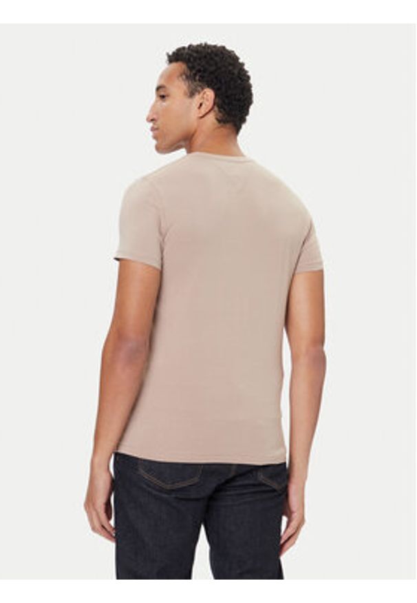 TOMMY HILFIGER - Tommy Hilfiger T-Shirt MW0MW10800 Beżowy Slim Fit. Kolor: beżowy. Materiał: bawełna