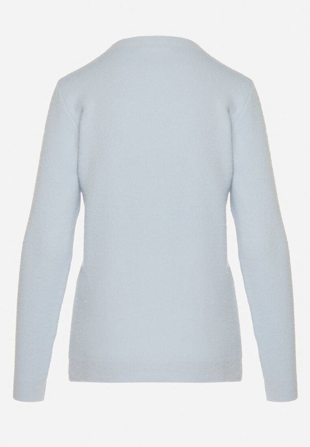 Born2be - Niebieski Sweter z Wełną w Klasycznym Stylu Firrive. Okazja: na co dzień. Kolor: niebieski. Materiał: wełna. Styl: klasyczny