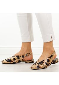 POTOCKI - Brązowe baleriny damskie Potocki 20335. Okazja: na co dzień, do pracy. Kolor: brązowy. Materiał: skóra. Sezon: wiosna, lato, jesień. Obcas: na obcasie. Styl: casual, klasyczny, elegancki. Wysokość obcasa: niski #1